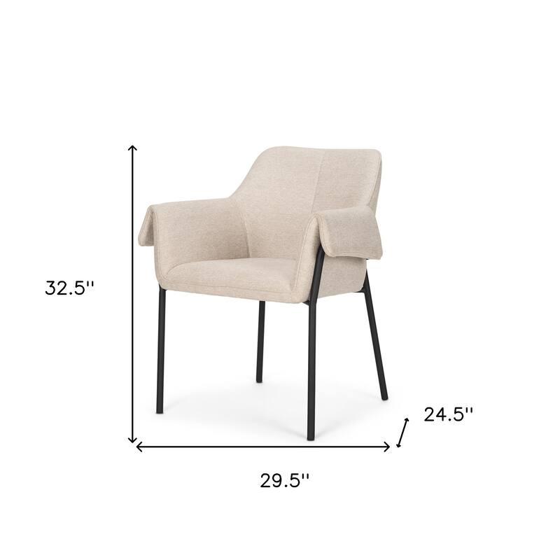 HomeRoots Gray And Black Upholstered Fabric Dining Arm Chair - 29.50 in. x 32.50 in. x 24.50 in.