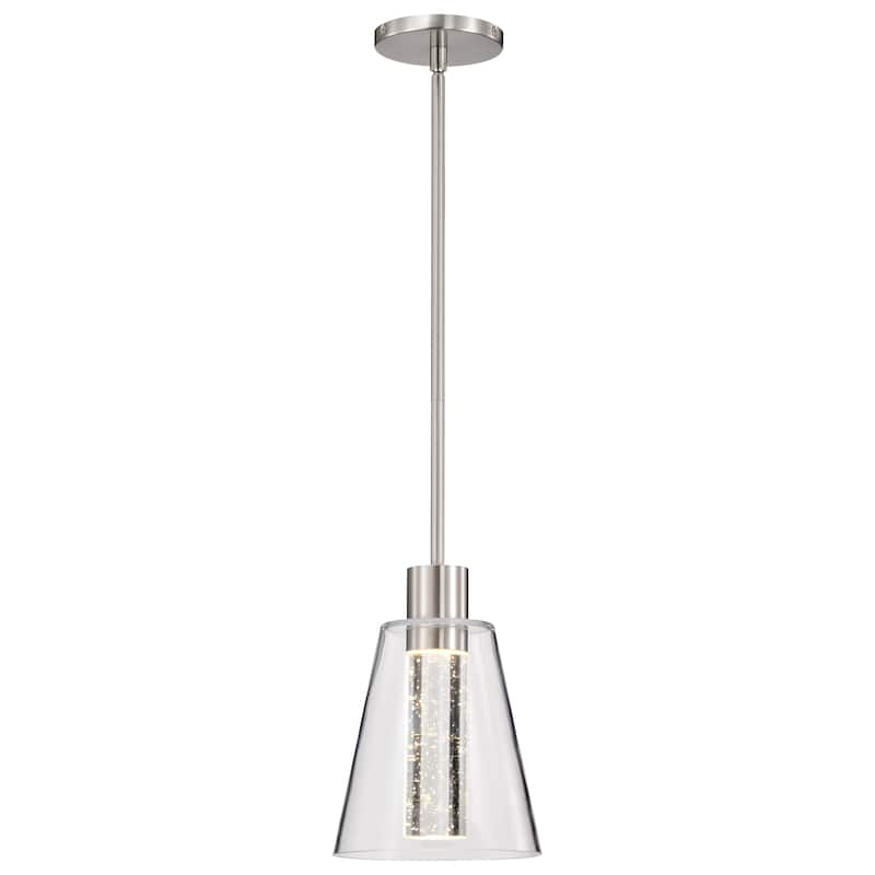 Aura 7 Inch LED Pendant Brushed Nickel K9 Bubble Crystal 3000K CCT - Brushed Nickel