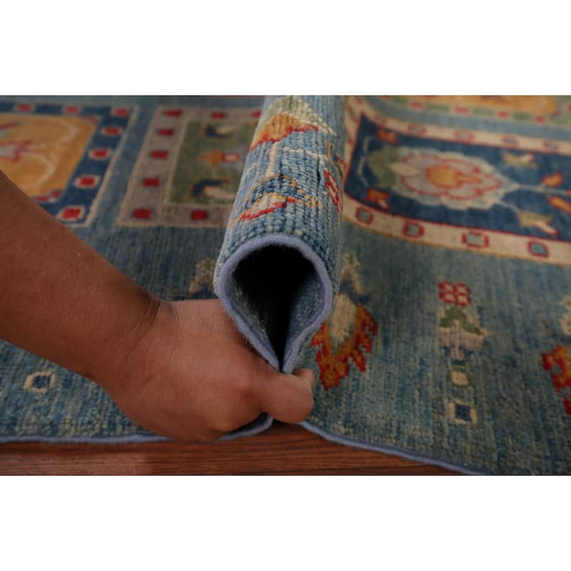 Garden Design Kazak Oriental Area Rug Handmade Wool Carpet - 4'3" x 6'2"