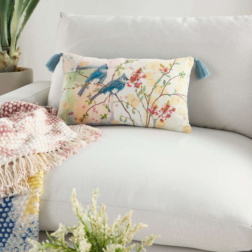 E by design O5PHA982WH1-20 Love Birds Decorative Animal Throw Outdoor Pillow 20 White 