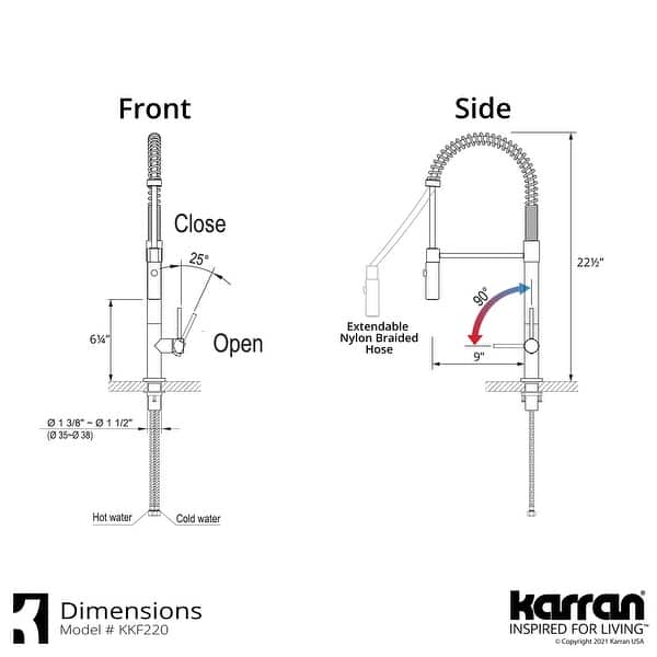 Karran All in One Drop-In Quartz 33 in. Double Bowl 60/40 Kitchen Sink in Black with KKF220 Faucet in Stainless Steel