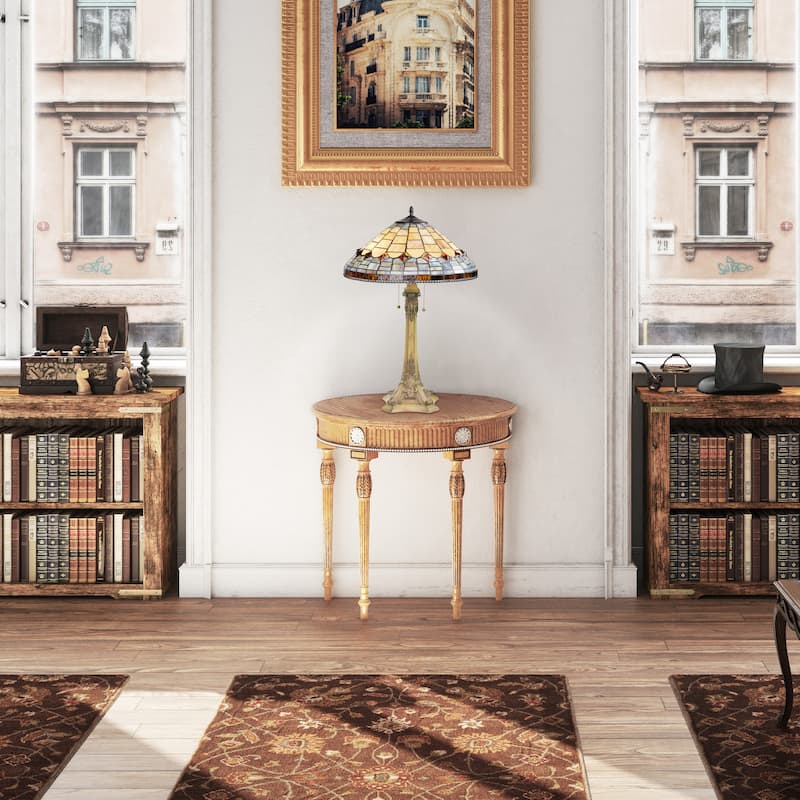 Alice River of Goods Multicolor Stained Glass Dome Shade 26.75-Inch Table Lamp - 18" x 18" x 26.75"