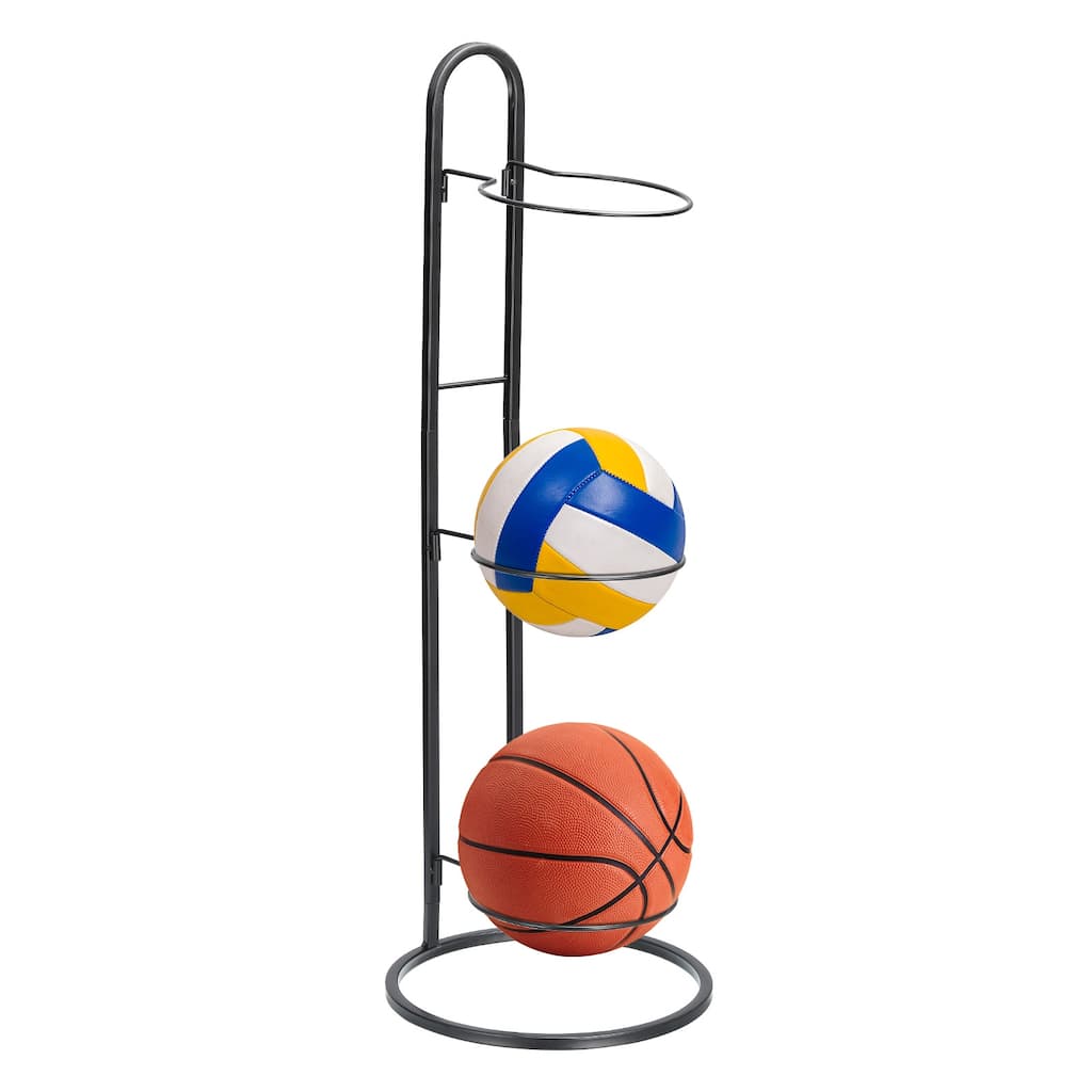 Sports Ball Storage Rack Organizer Soccer Basketball Display Rack for Gym Garage - Black