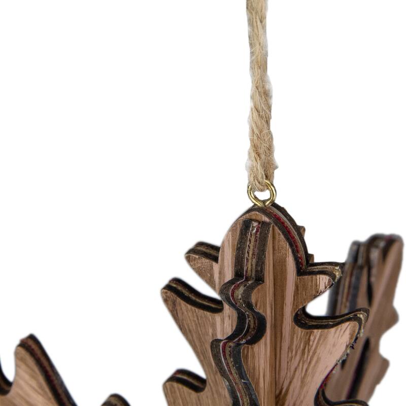 7-Inch 3-D Faux Wood Red Plaid 10 Point Snowflake Christmas Ornament