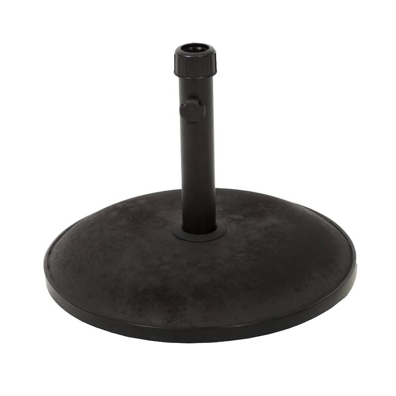 Concrete Umbrella Base with Iron Support Pole, Black Finish, 33 lbs, Up to 5 Feet Umbrella