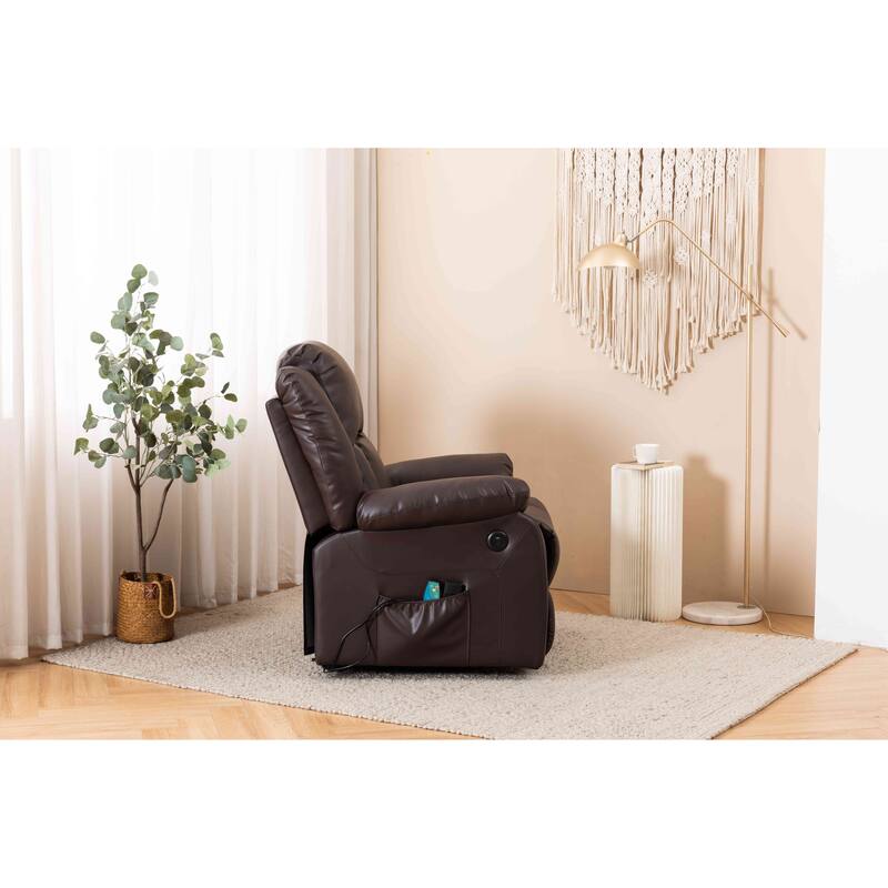 Faux Leather Power Lift Recliner Chair, Heat and Massage by Remote Control