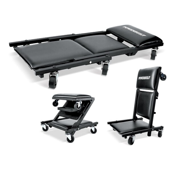 Powerbuilt 3-In-1 40-Inch Floor Creeper, Garage Creeper and Rolling Seat, 640981