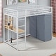preview thumbnail 40 of 78, Full Size Metal Loft Bed with Workstation Desk, Built-In Shelves, LED Light Strip, Power Outlet & Hanging Wardrobe Storage Twin White - Twin