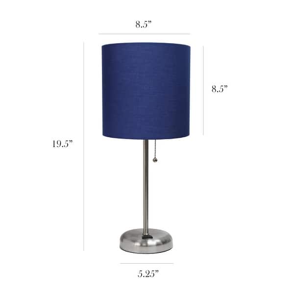 dimension image slide 6 of 9, Porch & Den Custer Metal/ Fabric Lamp with Charging Outlet
