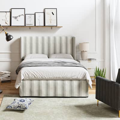 Louise Traditional Washable Slipcover Bed Upholstered Metal by HULALA HOME