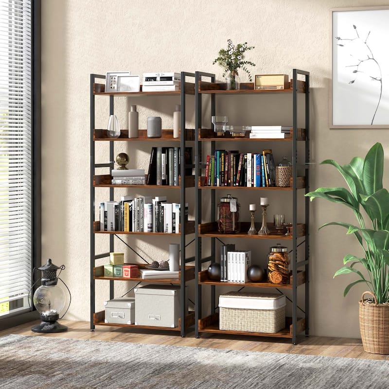 1/2 pcs Bookshelf Display Shelves Storage Rack Metal Frame w/ Hooks