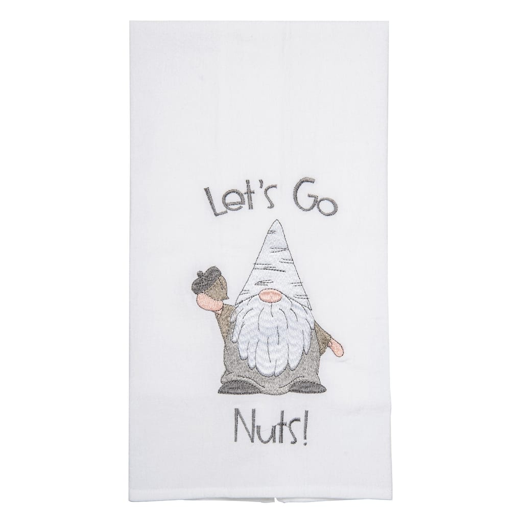 Transpac Cotton 27 in. Multicolored Christmas Embroidered Gnome Tea Towel