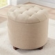 preview thumbnail 1 of 80, Donovan Tufted Round Storage Ottoman Linen Beige