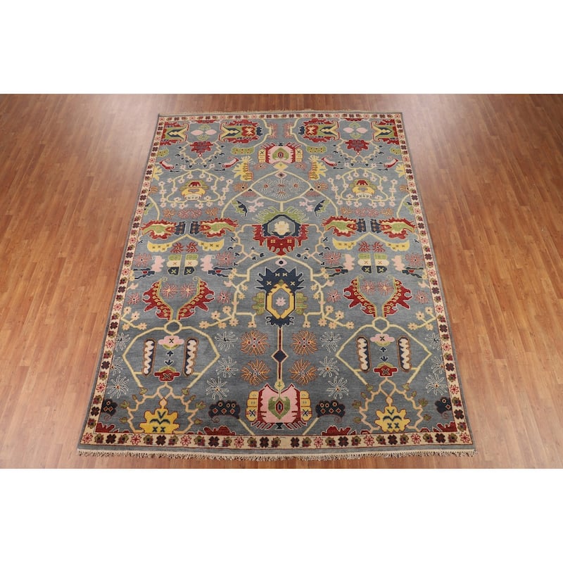 All-Over Oushak Indian Area Rug Handmade Wool Carpet - 8'11"x 11'8"