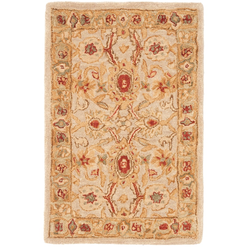 SAFAVIEH Handmade Anatolia Ylvije Traditional Oriental Hand-spun Wool Rug - 2' x 3' - Grey Beige/Sage