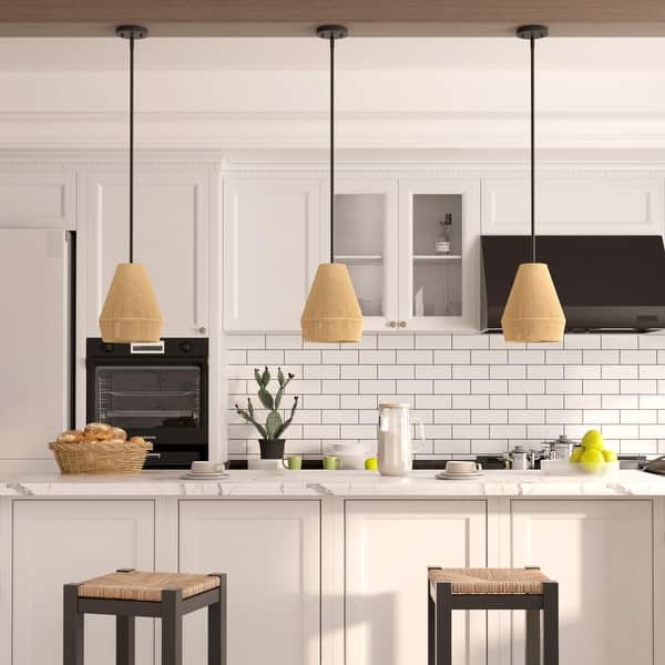 Acroma 1-light Farmhouse Coastal Boho Rattan Kitchen Island - Technical View