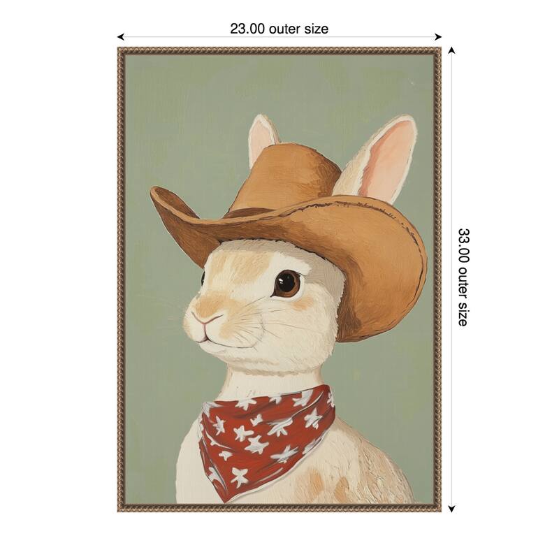 Cowboy Rabbit by Melloi Art Prints (23 x 33 in.), Framed Canvas Wall Art Print