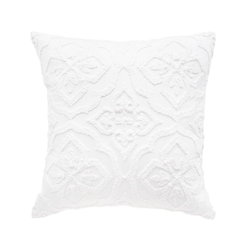 Ninny Floral Tufted Throw Pillow Collection - White
