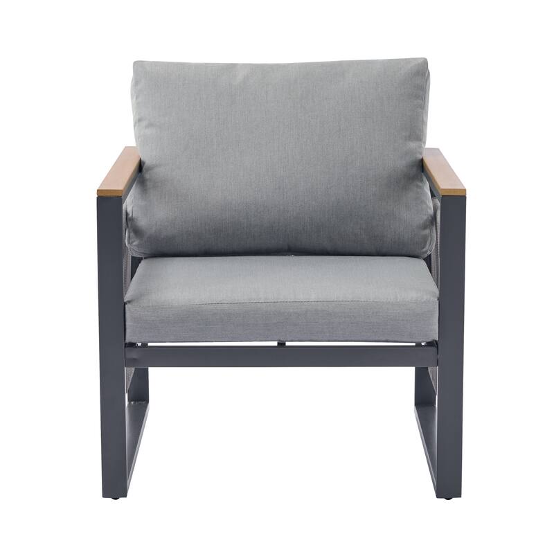 Roomfitters 4 Piece Outdoor Patio Set Metal Frame Rope Woven Deep Seating Sofa, Natural Gray