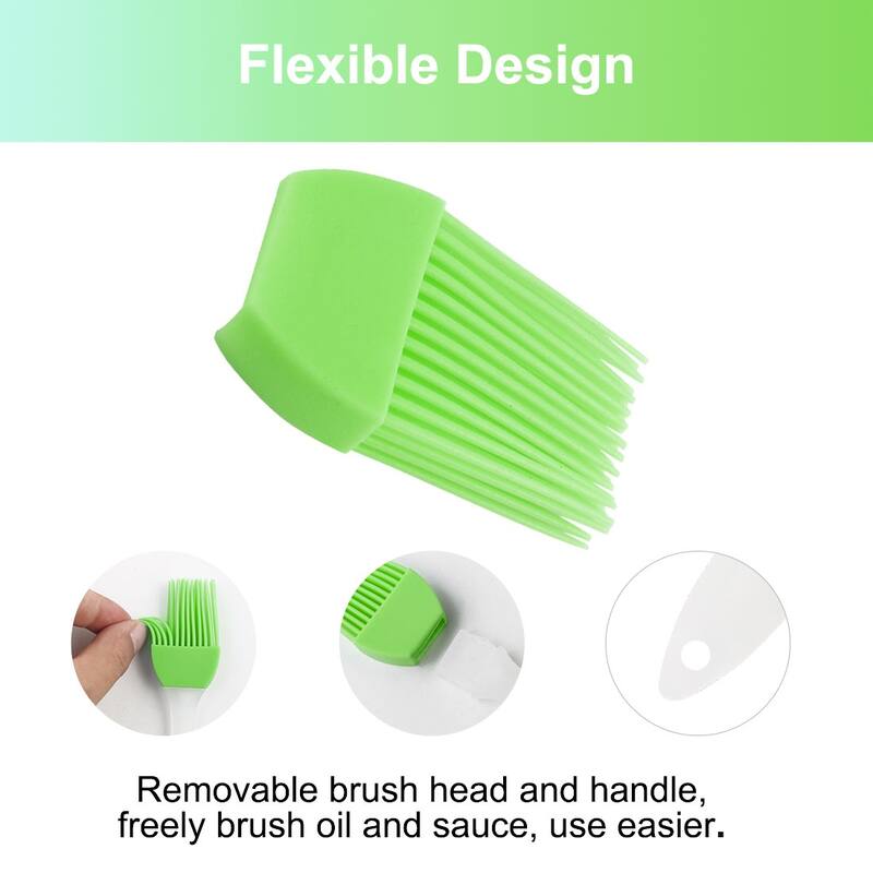 2pcs Flexible Silicone Brush Heat Resistant Non-Stick Utensils - Green - 6.7" x 1.2"(L*W)