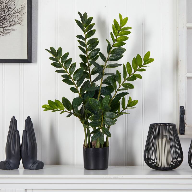 3' Zamioculcas Artificial Plant with Black Pot