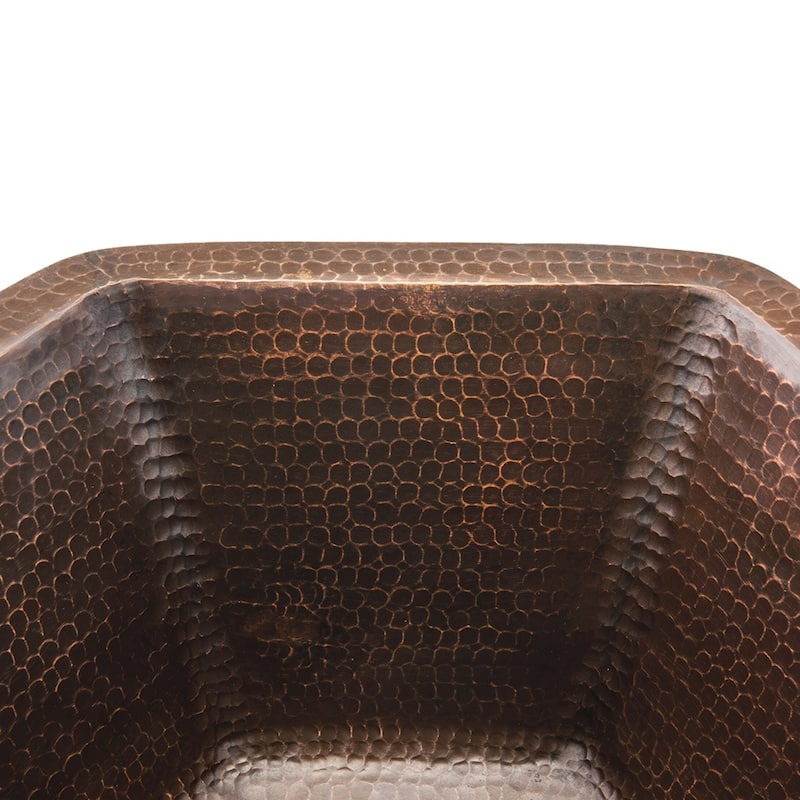 15.5-in Hexagon Under Counter Hammered Copper Bathroom Sink (LH15.5DB)
