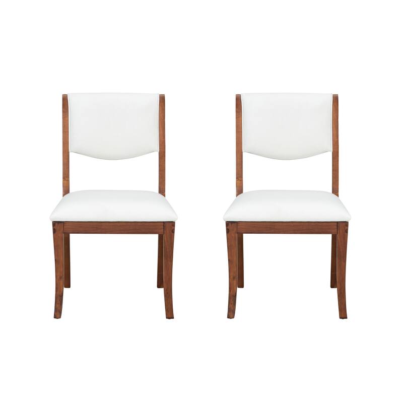 Upholstered Dining Chairs Set of 2, Traditional Elegant Side Chairs with Curved Leg, Wood Frame, Fabric Armless Kitchen Chairs