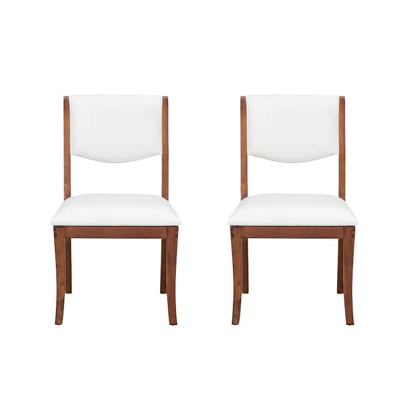 Upholstered Dining Chairs Set of 2 - Traditional Elegant Fabric Side Chairs with Curved Lines, Solid Hardwood Frame