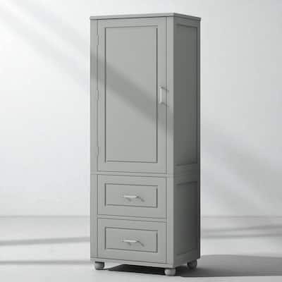 61.4" Tall Freestanding Storage Cabinet with 2 Drawers, Adjustable Shelf, MDF Board, Painted Finish