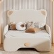 preview thumbnail 1 of 8, Twin XL Size Beige Upholstered Stretchable Vaulted Sofa Bed, Bear Shaped Headboard Beige