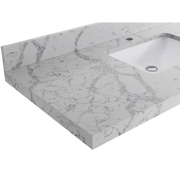 61 in. W x 22 in. D Granite Single Trough Sink Vanity Top in Midnight Black