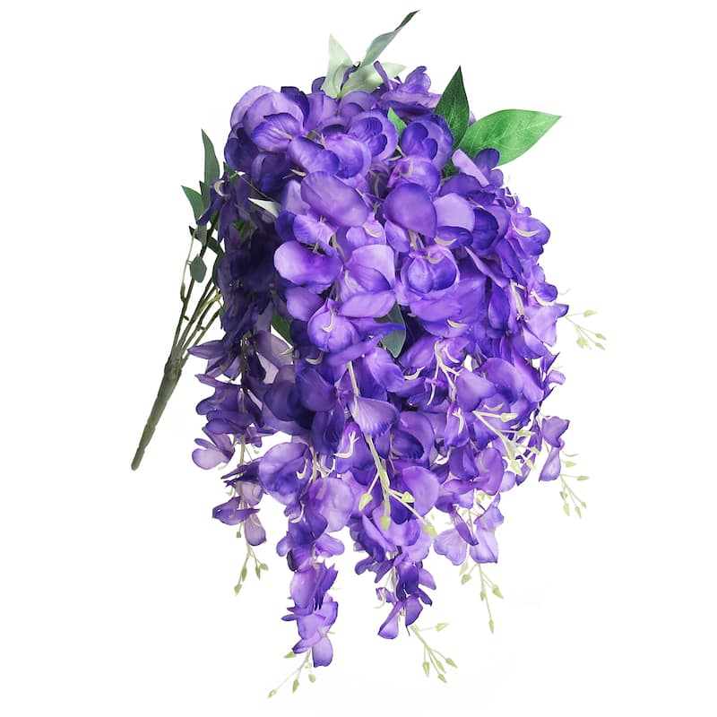 Set of 2 Artificial Hanging Wisteria Flower Stem Bush Bouquet 30in