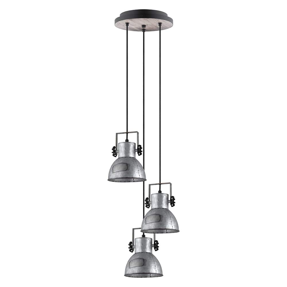 Eglo Barnstaple 3-Light Distressed Zinc and Black Multi Tier Cascade Pendant
