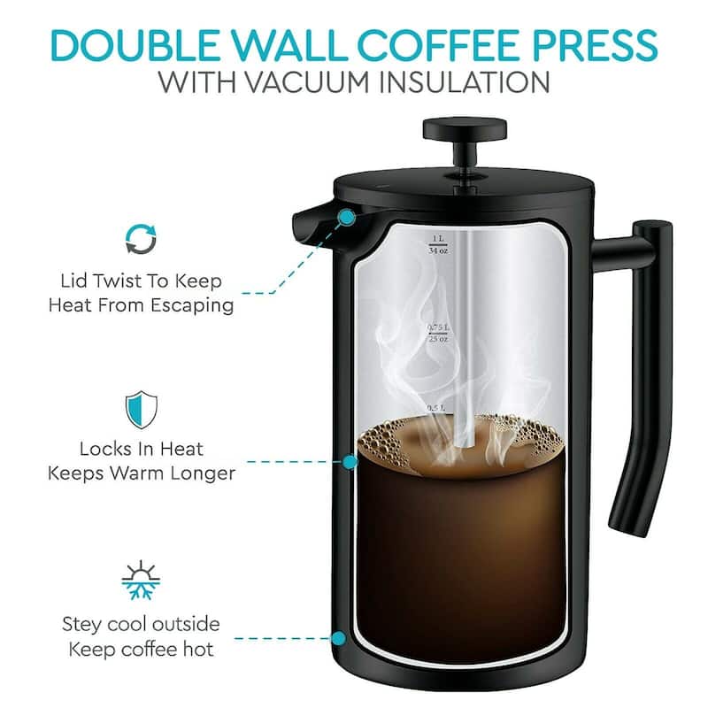 Belwares Stainless Steel Large French Press Coffee Maker 50oz