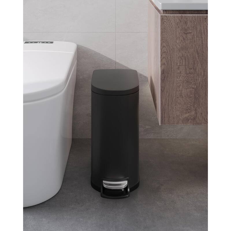 13.2 Gallon and 2.6 Gallon Stainless Steel Trash Can Combo Set with Removable Inner Drum for Kitchen, Bathroom, Office
