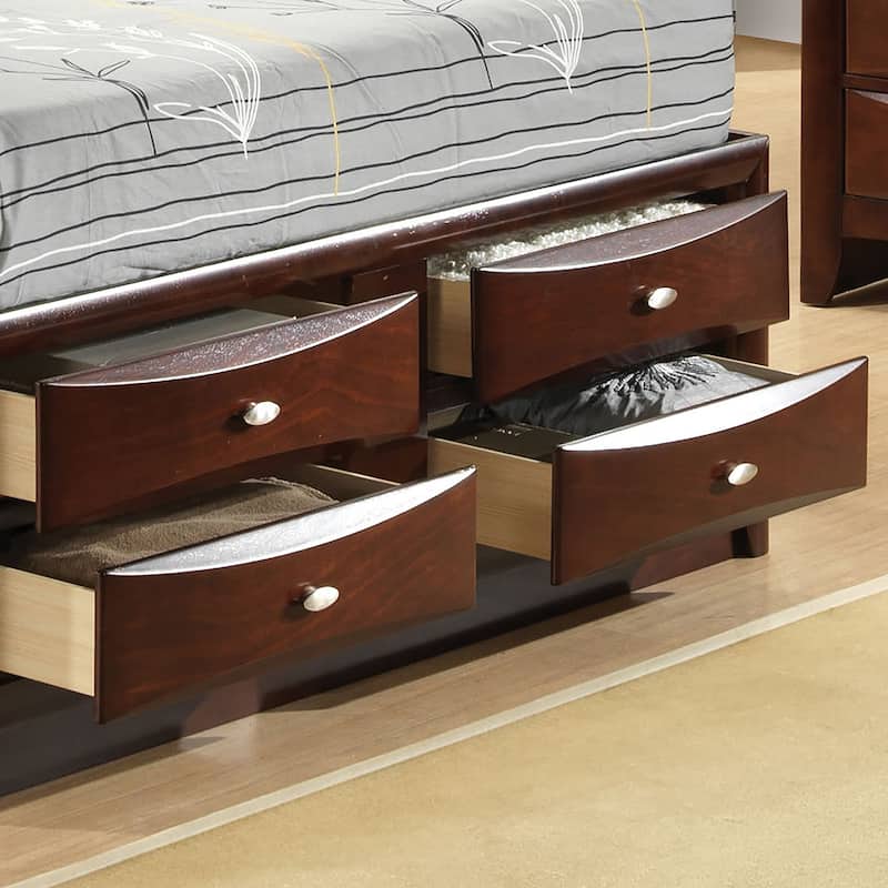 Furniture of America Brent Storage Platform Bed with Drawers and Bookcase Headboard