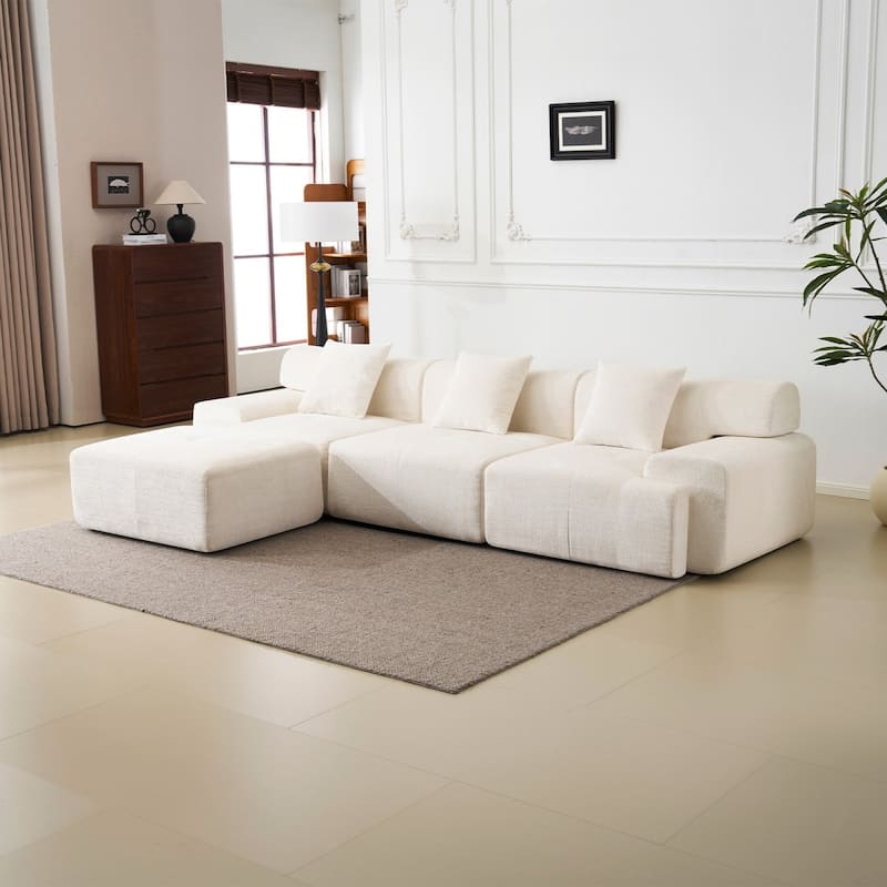 120.47" Modular Corduroy Boneless Sectional Sofa with Movable Ottoman