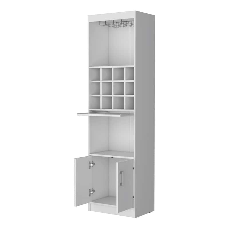 HomeRoots 71" White Wood Bar Cabinet With Two Doors