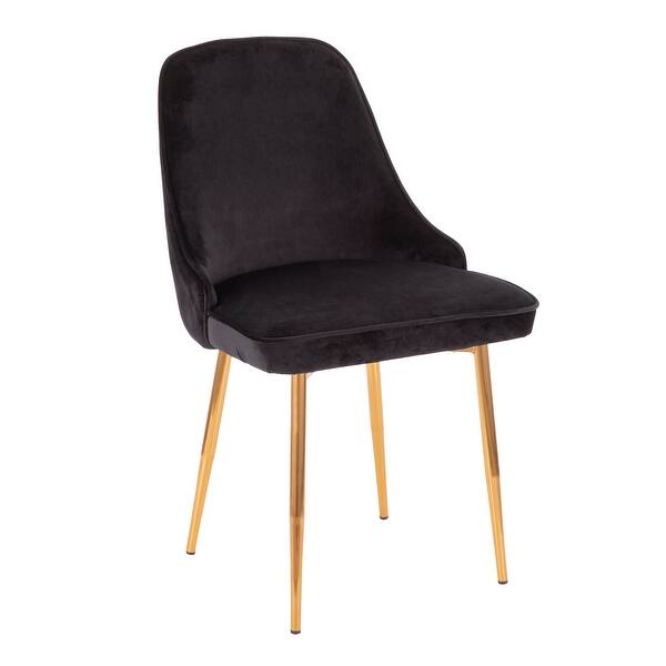 slide 28 of 60, Silver Orchid Naldi Contemporary-Glam Velvet Dining Chair (Set of 2) Black Velvet/Gold