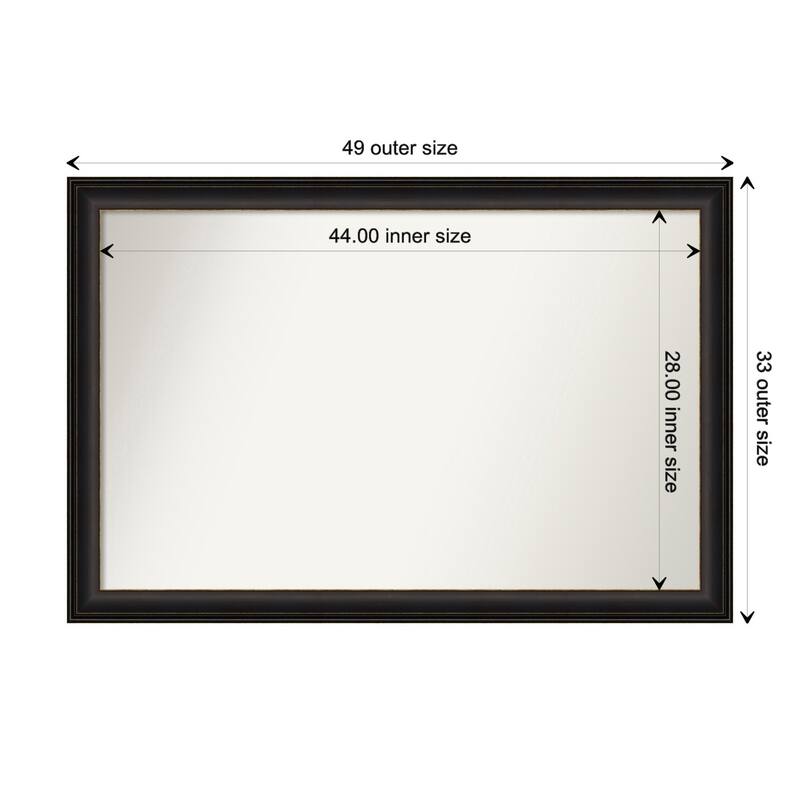 Trio Oil Rubbed Bronze Framed Non-Beveled Custom Wall Mirror, Bathroom Vanity Mirror - Outer Size: 48.5 x 32.5