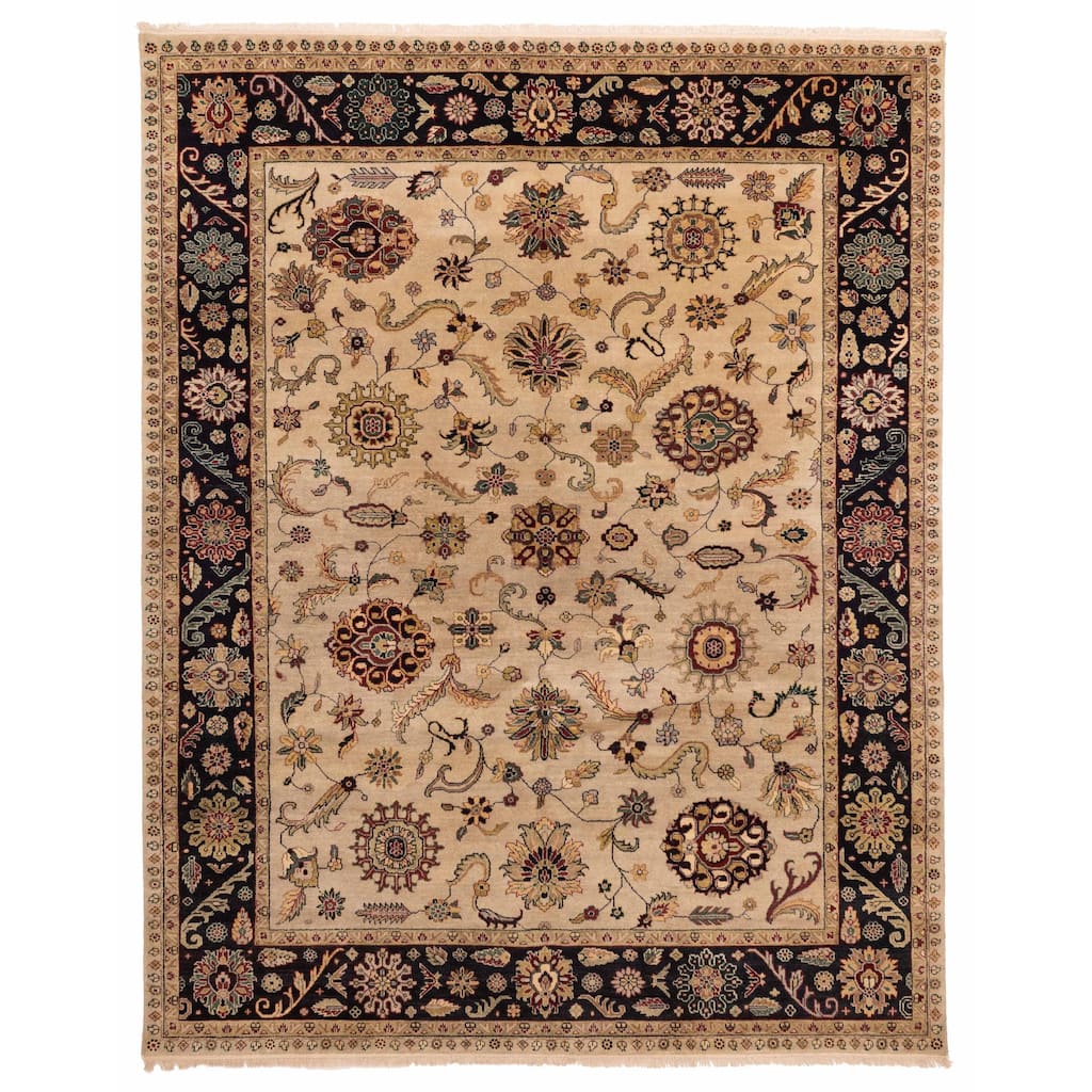 ECARPETGALLERY Hand-knotted Finest Agra Jaipur Beige, Light Khaki Wool Rug - 8'0 x 10'0