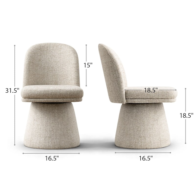 Swivel Fabric Upholstered Dining Chair(Set of 2)