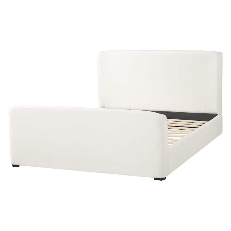 Christopher Knight Home - Soft Pack Modern Upholstered Boucle Bed Frame with Curved Headboard