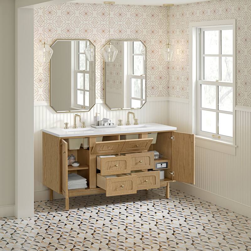 Laurent 60" Double Vanity, Light Natural Oak - 60D