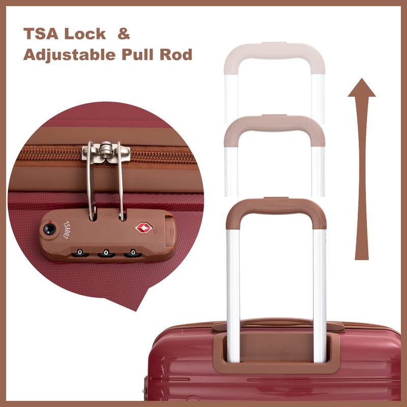 5-Piece, Luggage Sets, Hard-Shell Luggagewith Combination Lock and Spinner Wheels, for Boarding Travel