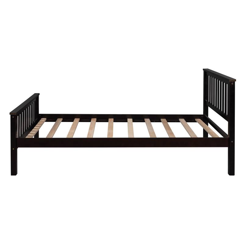 Twin Size Solid Wood Platform Bed with Headboard & Footboard