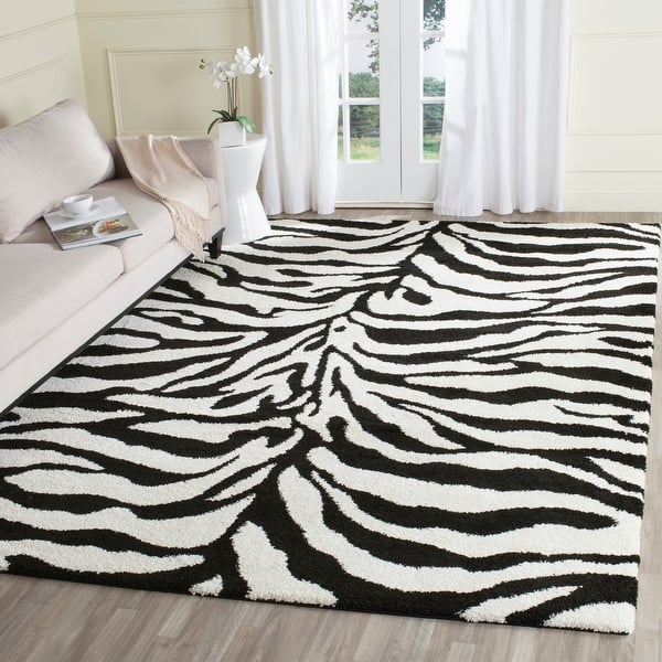 Shop Safavieh Florida Shag Rozinka Zebra Animal Print Rug On Sale Overstock 5773086