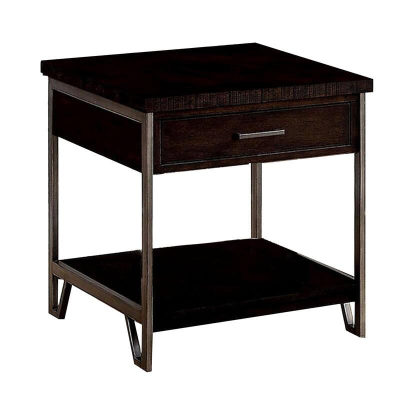 23 in. Brown Rectangle Wood End Table with Storage Drawer for Convenience