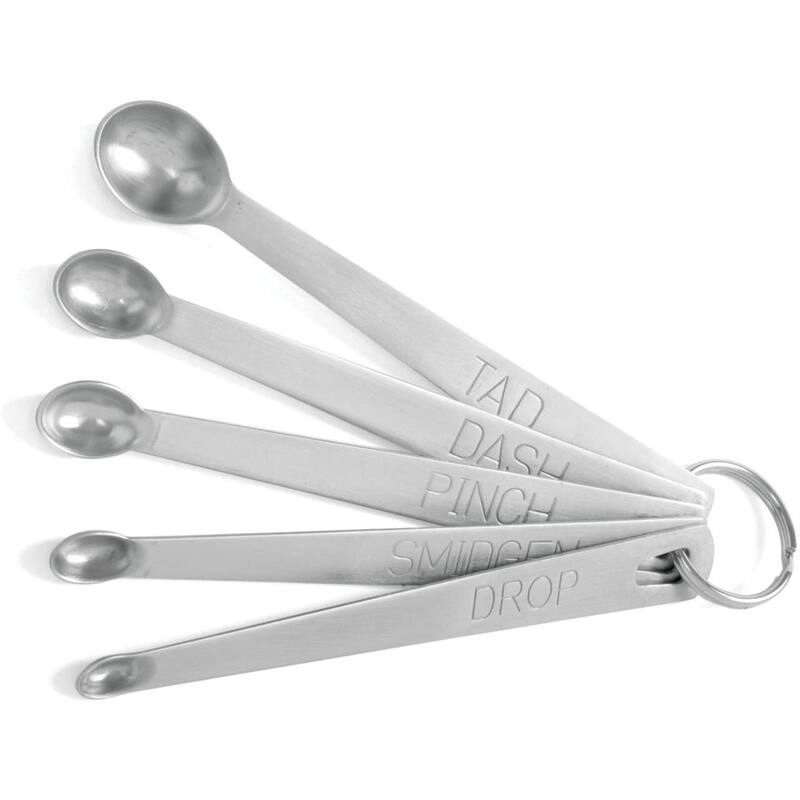 Norpro 5-Piece Mini Stainless Steel Measuring Spoons Set - Tad, Dash, Pinch, Smidgen and Drop - Silver - Silver