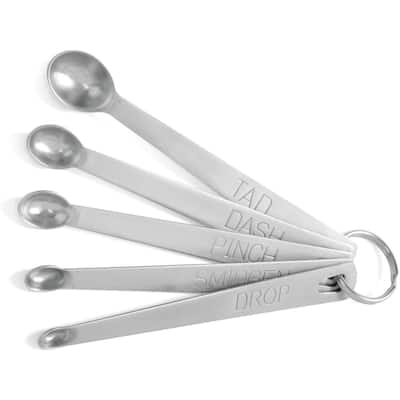 Norpro 5-Piece Mini Stainless Steel Measuring Spoons Set - Tad, Dash, Pinch, Smidgen and Drop - Silver